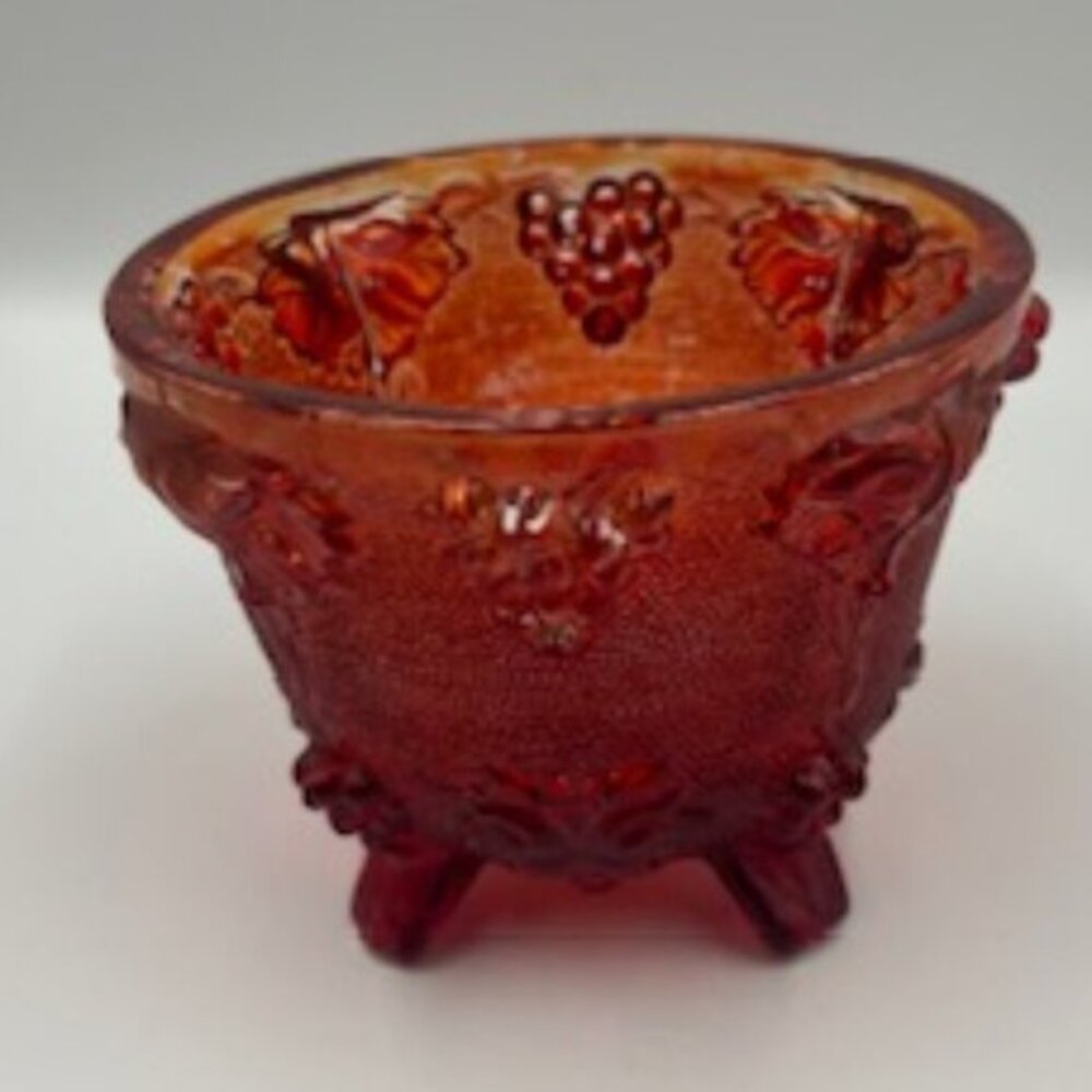 Vintage Jeanette‎ Red Harvest Grapes Footed Candy Dish